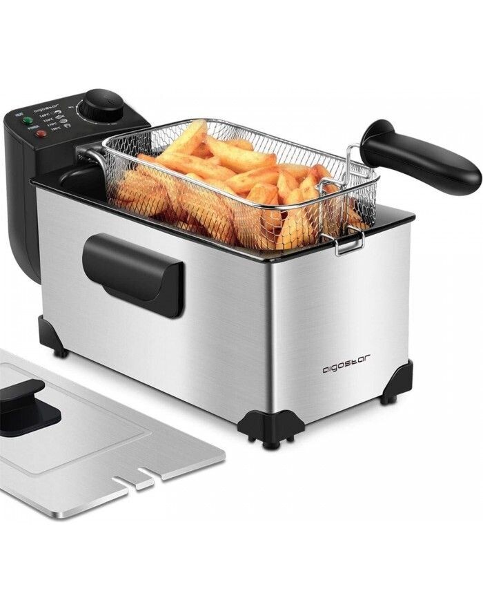 Friggitrice professionale AIGOSTAR ad immersione potenza 2200 W Cestello 3 litri Inox  300004HEY