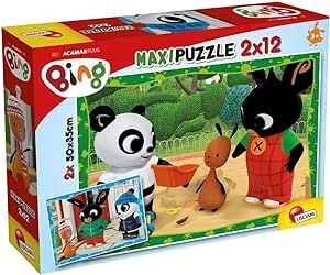 Gioco per bambini -  Lisciani- Bing e I Suoi Amici Puzzle, 2x12 Pezzi, Multicolore, 81226