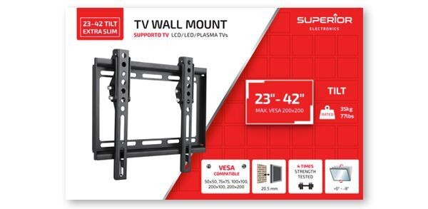 Supporto TV Lcd/led/plasma Superior TV Wall mount 23"- 42" Tilt Extra Slim