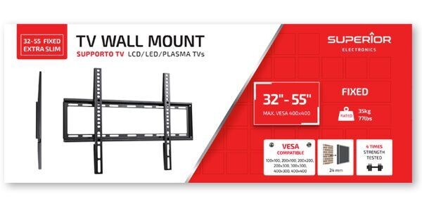 Supporto per TV Lcd/Led/Plasma Superior 32"-55" Fixed Extra Slim