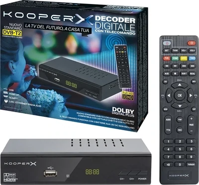 Decoder digitale terrestre KOOPER DVB-T2 HEVC MPEG-4 HD-Plus cod: 5902390