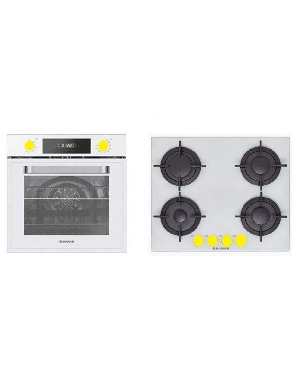 Forno Elettrico + Piano Cottura HOOVER Classe A Colore Vetro Bianco/Ghisa Cod: HSOT3161WY WIFI/HSGV64SMCWY
