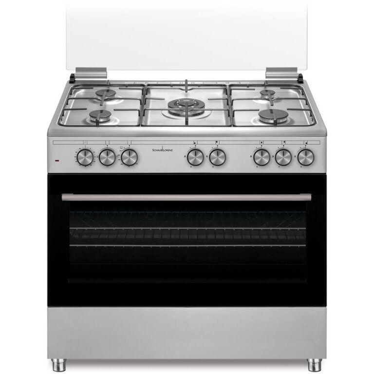 Cucina Elettrica SCHAUB LORENZ 5 Fuochi a Gas Tutto Forno elettrico Classe A Dimensioni 90 x 60 cm Colore Inox  SS595EX