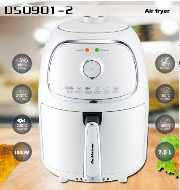 Friggitrice DE MAISON Capacità 2 Litri 1000 Watt Colore Bianco DS0901-2