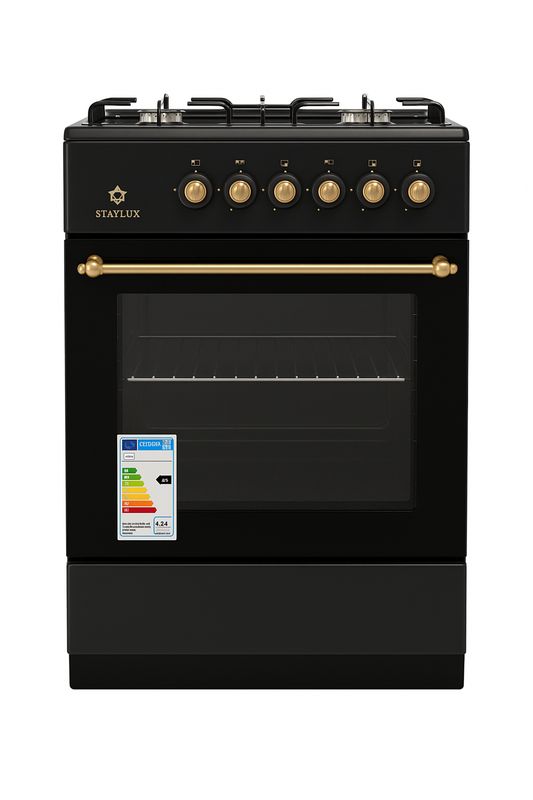 Cucina STAYLUX 4 Fuochi a Gas Forno a gas 60×60 LF66GG-40F BLACK/RUSTIC