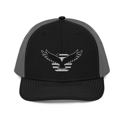 Trucker Cap w/ stitched eagle and flag