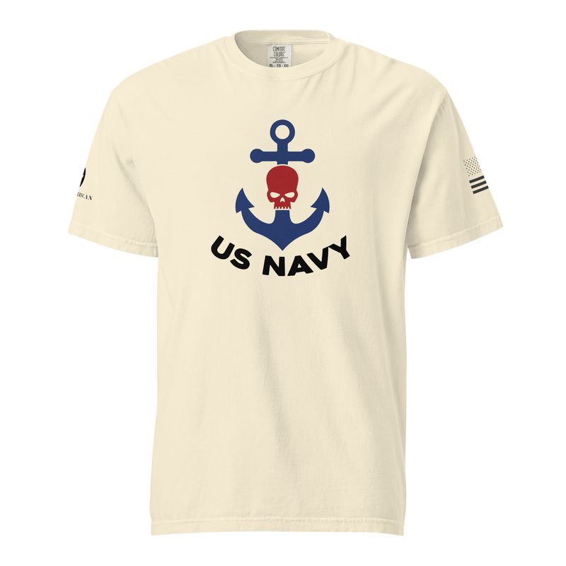 USN Anchor &amp; Skull garment-dyed heavyweight t-shirt