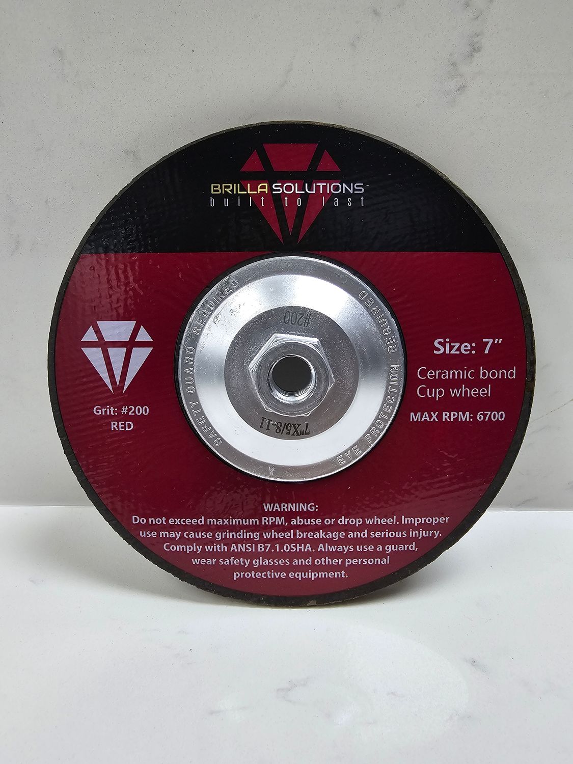 7&quot; 200 Grit Diamond Grinding Ceramic Edge Wheel Concrete Cup