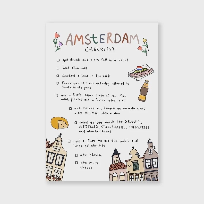 Amsterdam Checklist postcard