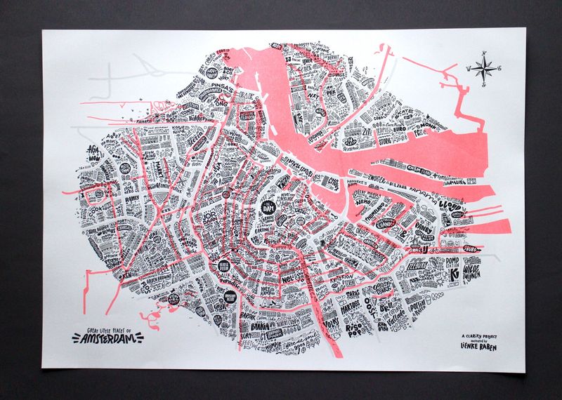 Great places  of Amsterdam Poster Riso