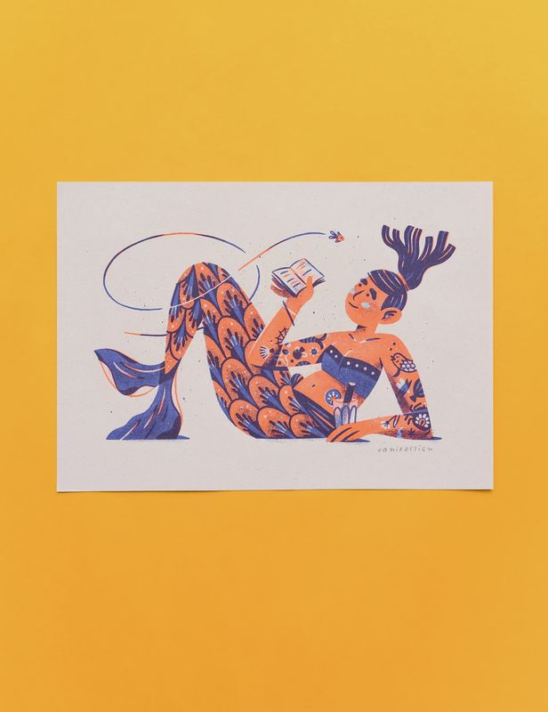 Mermaid 02 Riso Print A4