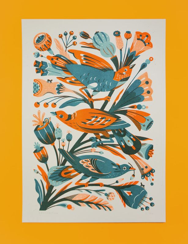 Garden Birds - Risoprint A3