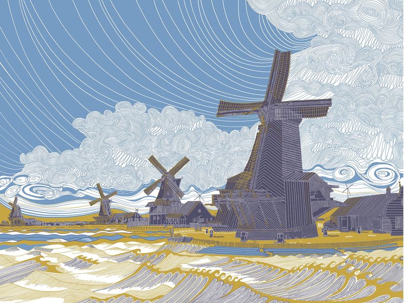 Screen Print Zaanse Schans 30x40cm
