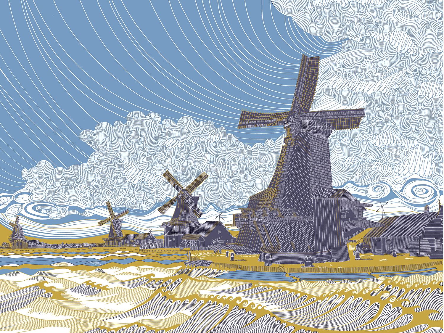 Screen Print Zaanse Schans 30x40cm