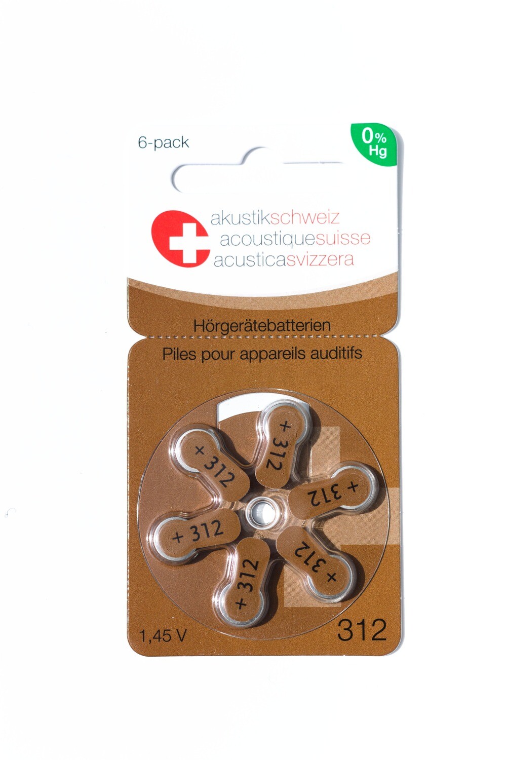 Grösse 312, Marke Akustik Schweiz, Hörgerätebatterien