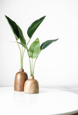 Set of wooden vases