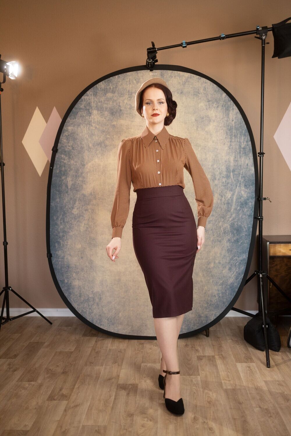 Lona, eleganter Bleistiftrock aus Wolle mit seitlichem Schlitz