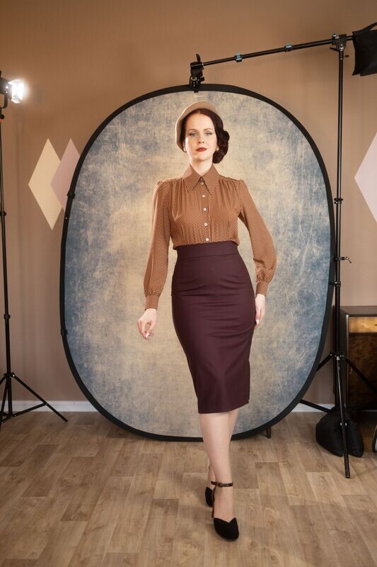 Lona, eleganter Bleistiftrock aus Wolle mit seitlichem Schlitz
