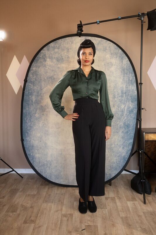 Ashley langärmelige Bluse im Stil der 40er Jahre