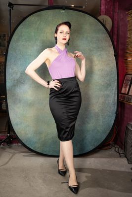 Liz eleganter Bleistiftrock aus schwarzem Satin
