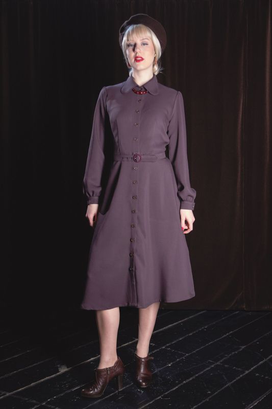 langärmeliges 40er Blusenkleid Lauren im Stil der 40er
