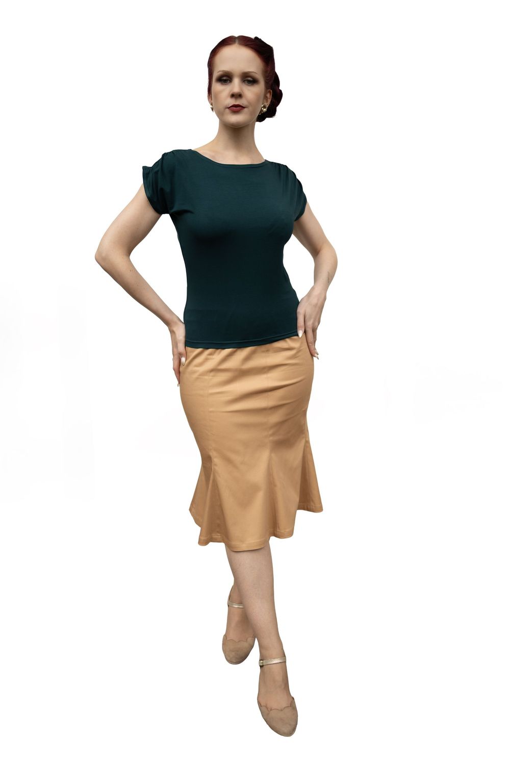 Shirt Nellie – 40er Jahre Vintage Shirt aus Jersey mit Kräuselung Shirt Nellie – 40er Jahre Jersey Shirt mit Kräuselung und angeschnittenen Ärmeln, handgefertigt in Berlin