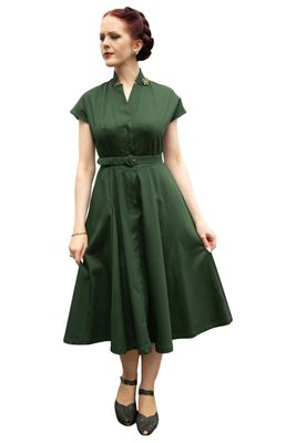 Kleid Elisa – 50er Jahre Vintage Kleid mit schwingendem Rock, Nahttaschen und Stoffgürtel
