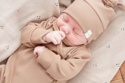 Cotton knitted blanket beige ajour