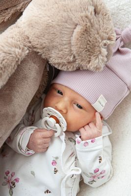 Hat baby rib old pink