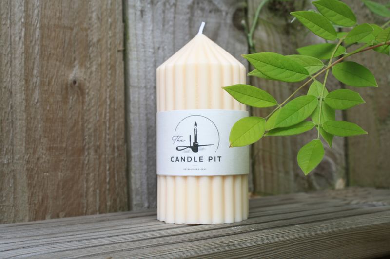 Thick Ribbed Soy Pillar Candle (Unscented)