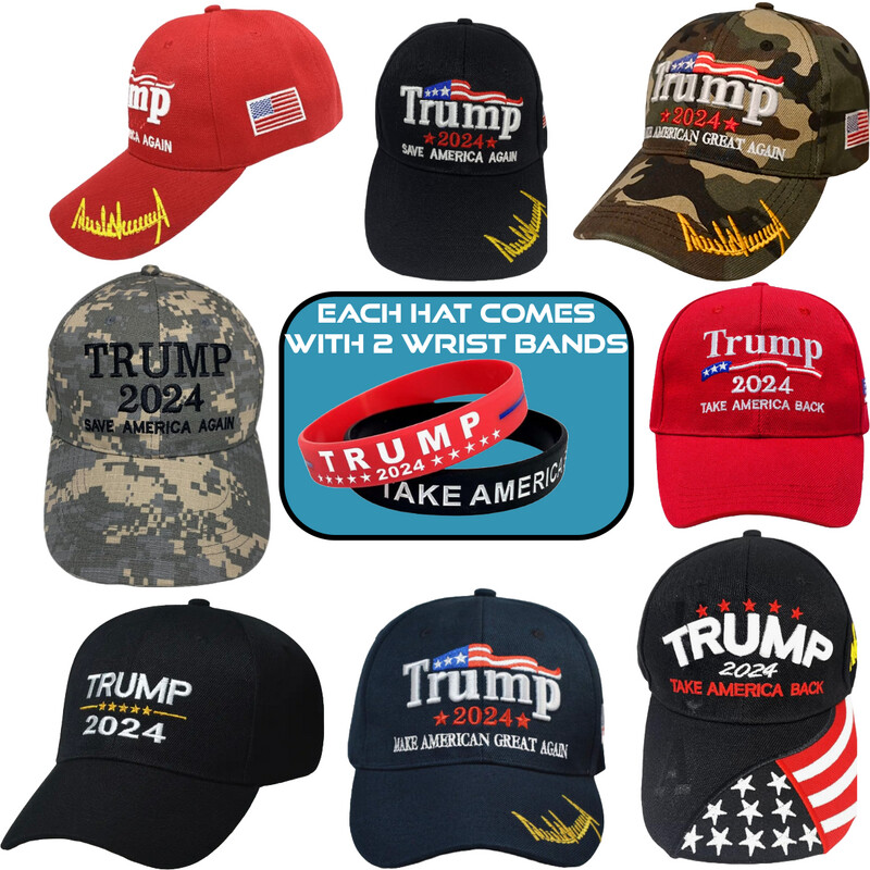 DONALD TRUMP HAT INCLUDES 2 SILICONE WRIST BANDS