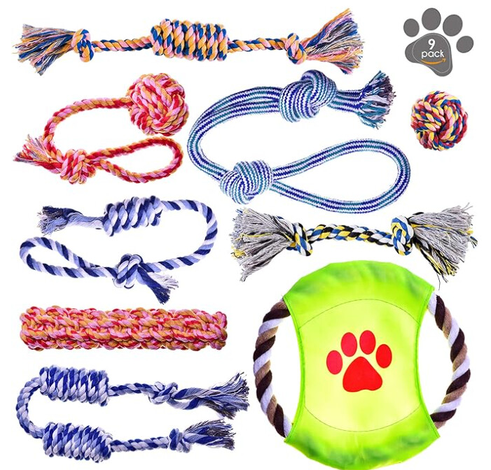 9 PIECE ASSORTED ROPE DOG TOYS