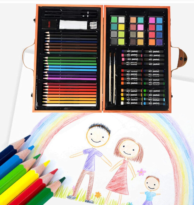 85 PCS KIDDY COLOR WOODEN BOX PAINT SET