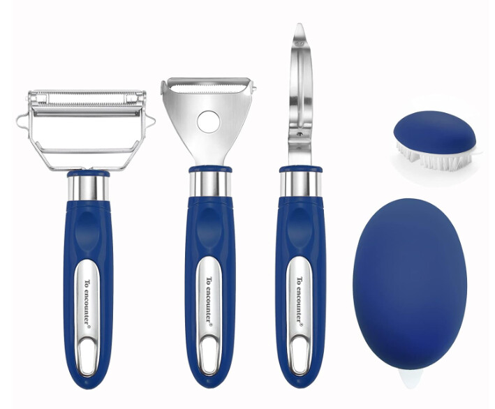 4 PACK DARK BLUE TO ENCOUNTER VEG PEELER SET, WHOLESALE PRICE (Buy 10 or More): BUY 1-9 AND PAY $4.99 EACH
