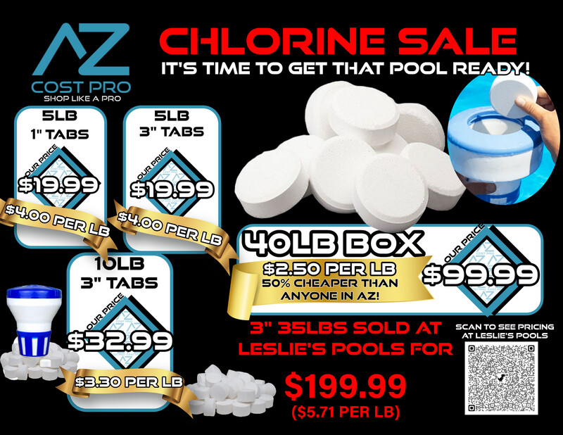 POOL CHLORINE TABLETS ASSORTED SIZES
