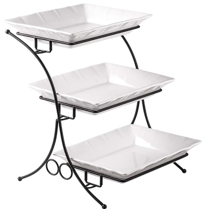 3-TIER YHOSSEUN PORCELAIN SERVING TRAYS, BUY 5 OR MORE: BUY 1-4 AND PAY $17.99 EACH
