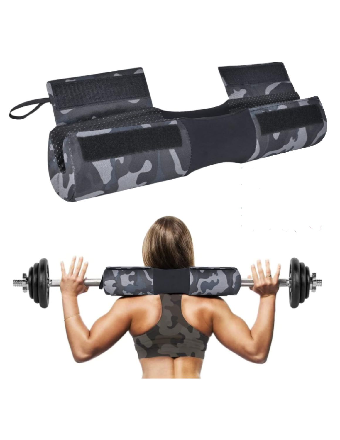 BARBELL SQUAT PAD BARBELL PAD AND ANKLE STRAP, COLOR: BLACK