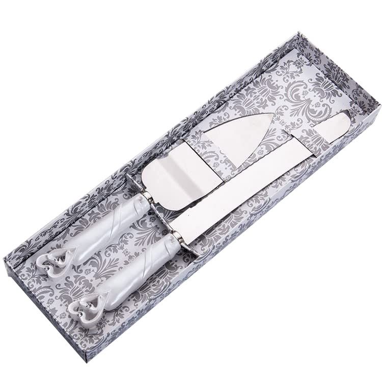 WEDDING CAKE KNIFE SET WHITE