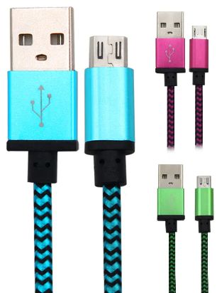 3 PACK 6FT MICRO USB CHARGING CORD BRAIDED