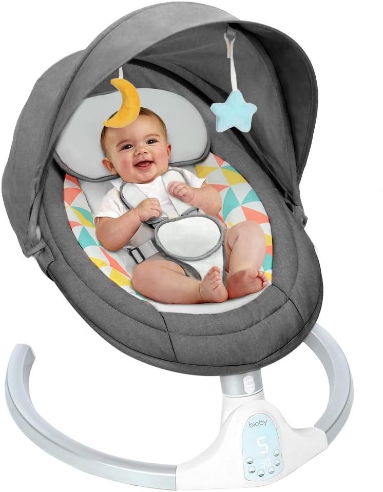 BIOBY PORTABLE BABY BOUNCER/SWING, COLOR: GREY