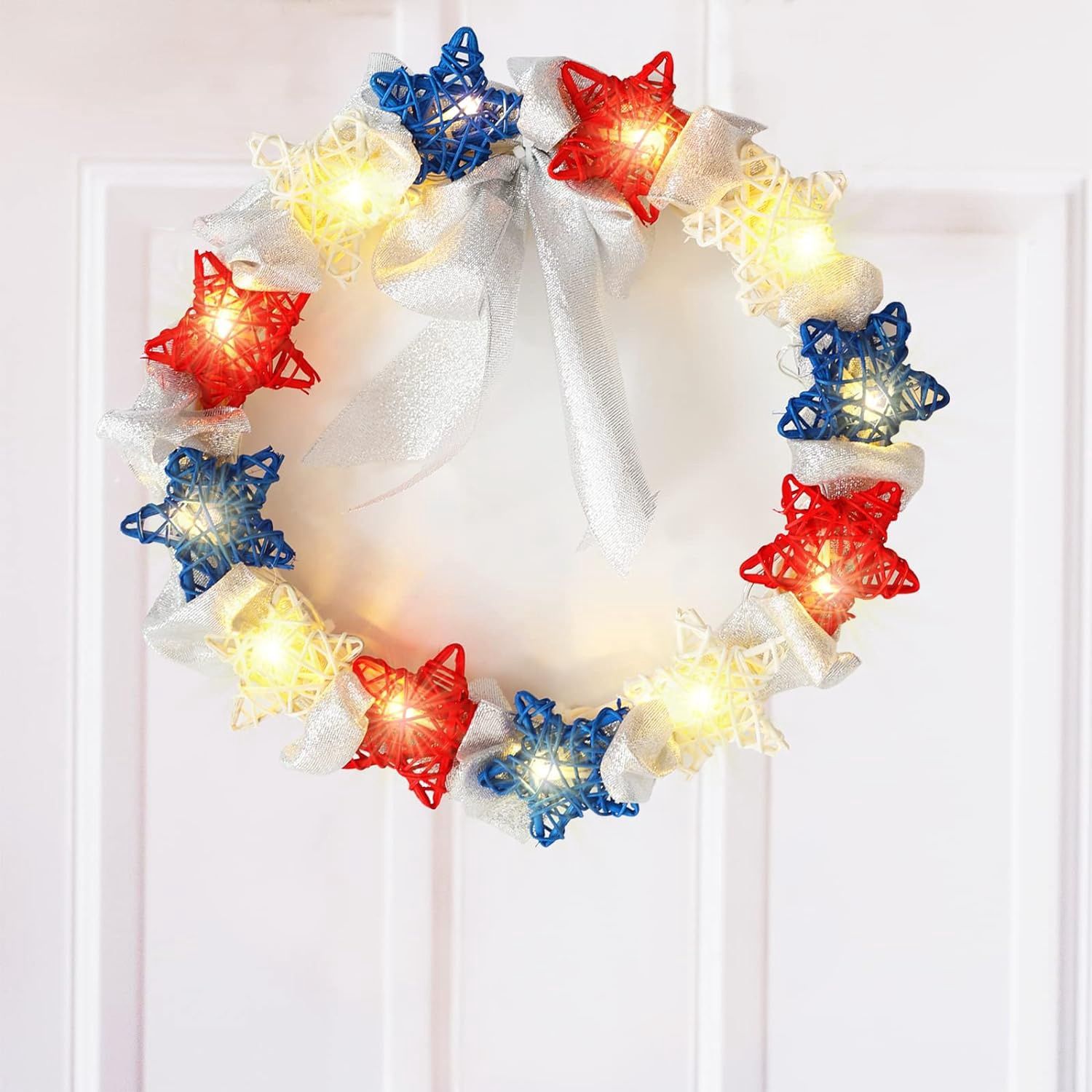 LIGHTED PATRIOTIC WREATH 11&quot; X 7&quot;