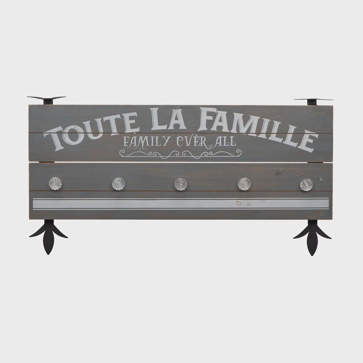 RUSTIC WOOD LOOK &quot;TOUTE LA FAMILLE&quot; WALL ART WITH 5 HANGERS
