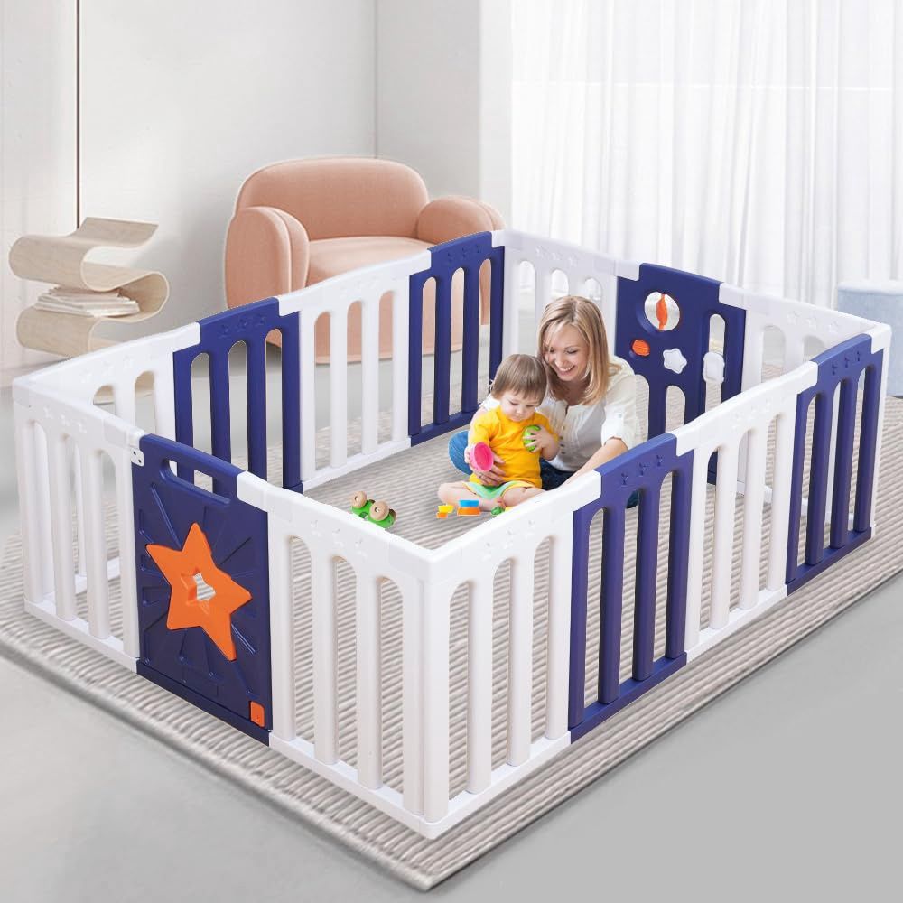 COMOMY SHINE STAR PLAYPEN BLUE/WHITE