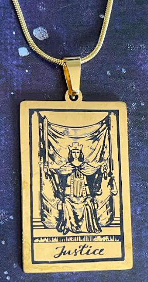 Pendant Justice Tarot Card with Chain