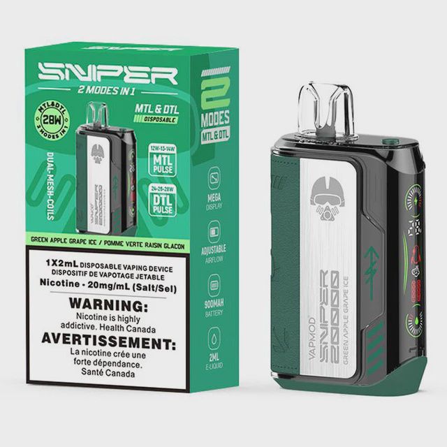 Disposable Device SNIPER MTL and DTL (Green apple grape ice)