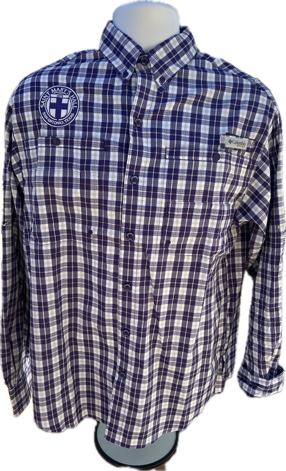 Columbia Tamiami Purple Plaid Long Sleeve, Size: Small