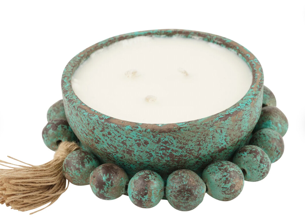 16oz Turquoise Bead Bowl Candle