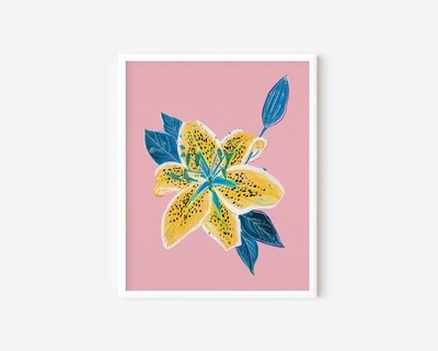 Retro yellow and blue lily