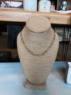 18k GF Paperclip Ball Chain Necklace