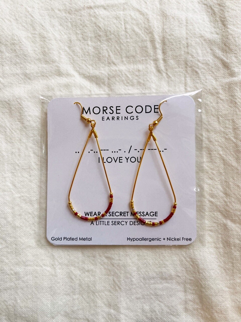 I Love You Teardrop Earrings - Gold Plated